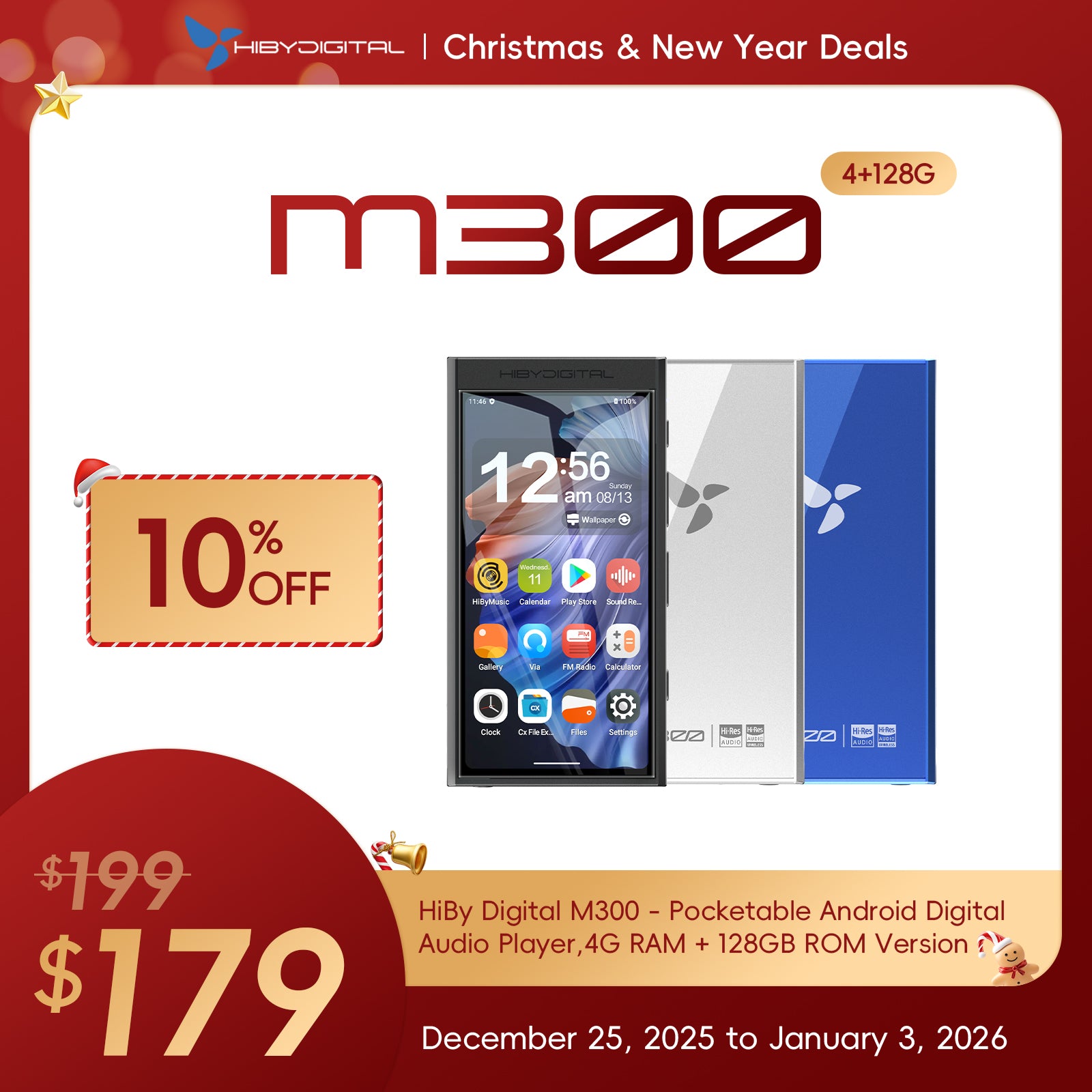 HiBy Digital M300 - 4G RAM + 128GB ROM Version