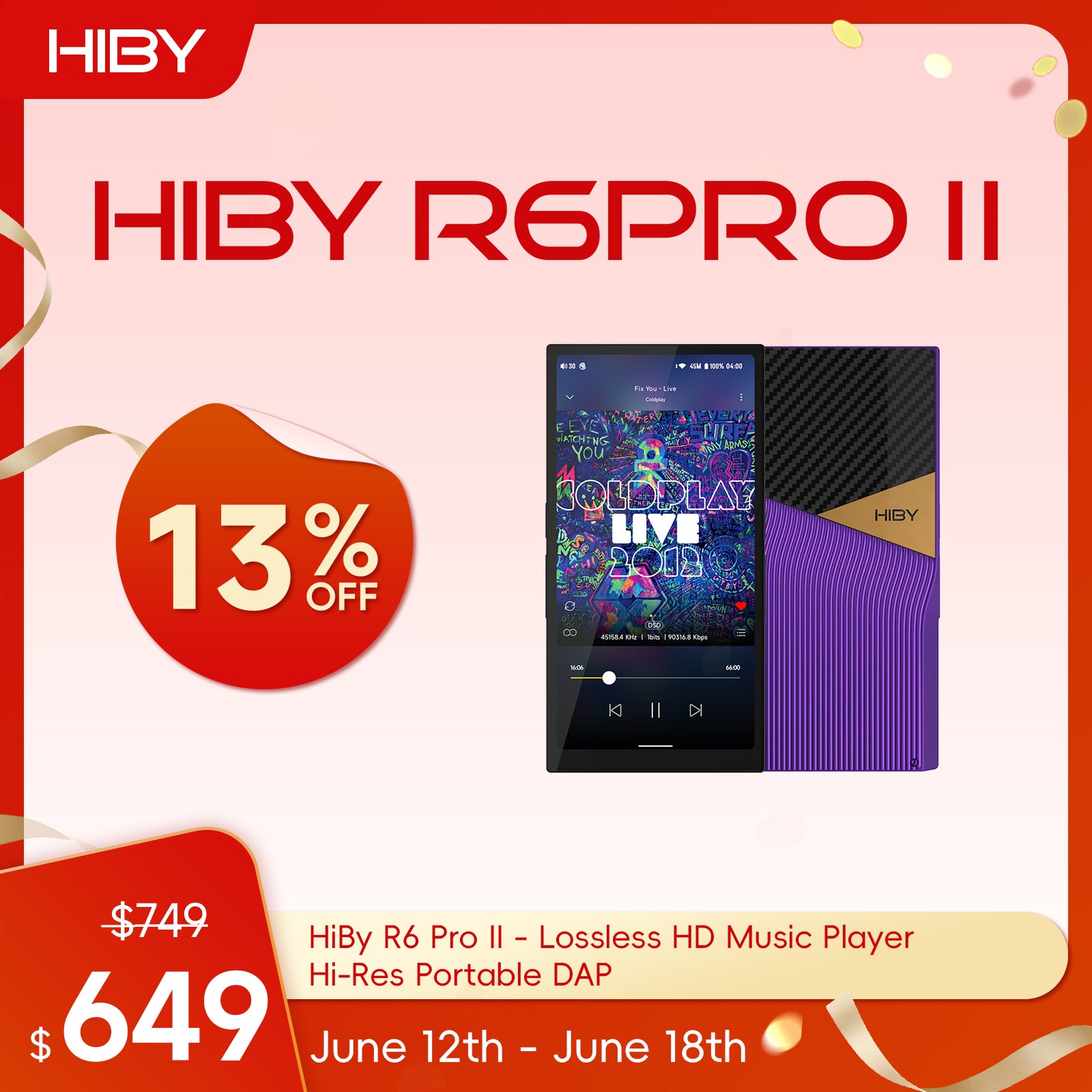 HiBy R6 Pro II - Lossless HD Music Player Hi-Res Portable DAP