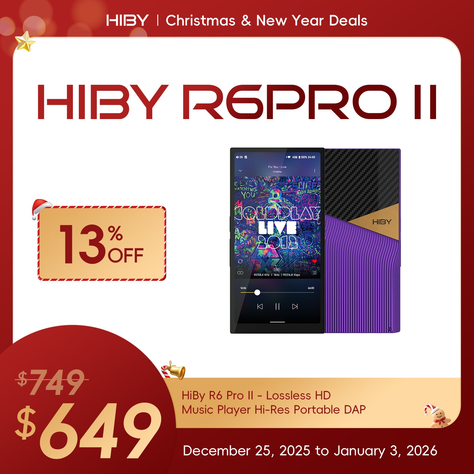 HiBy R6 Pro II - Lossless HD Music Player Hi-Res Portable DAP