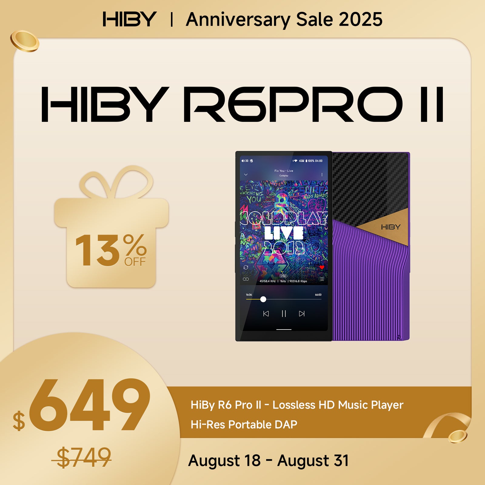 HiBy R6 Pro II - Lossless HD Music Player Hi-Res Portable DAP